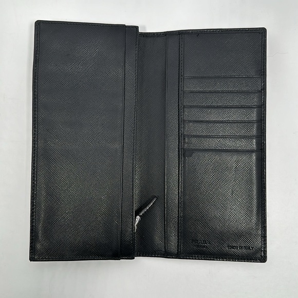 Authentic PRADA Men's Saffiano Leather Bi-Fold Long Wallet- Black - Picture 7 of 15